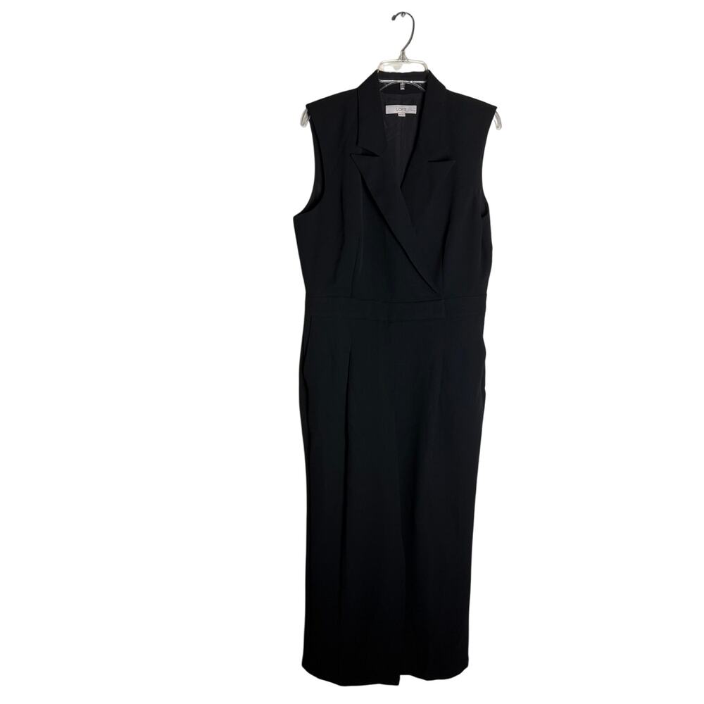 LOFT Black Tuxedo Style Sleeveless Jumpsuit Size 14P